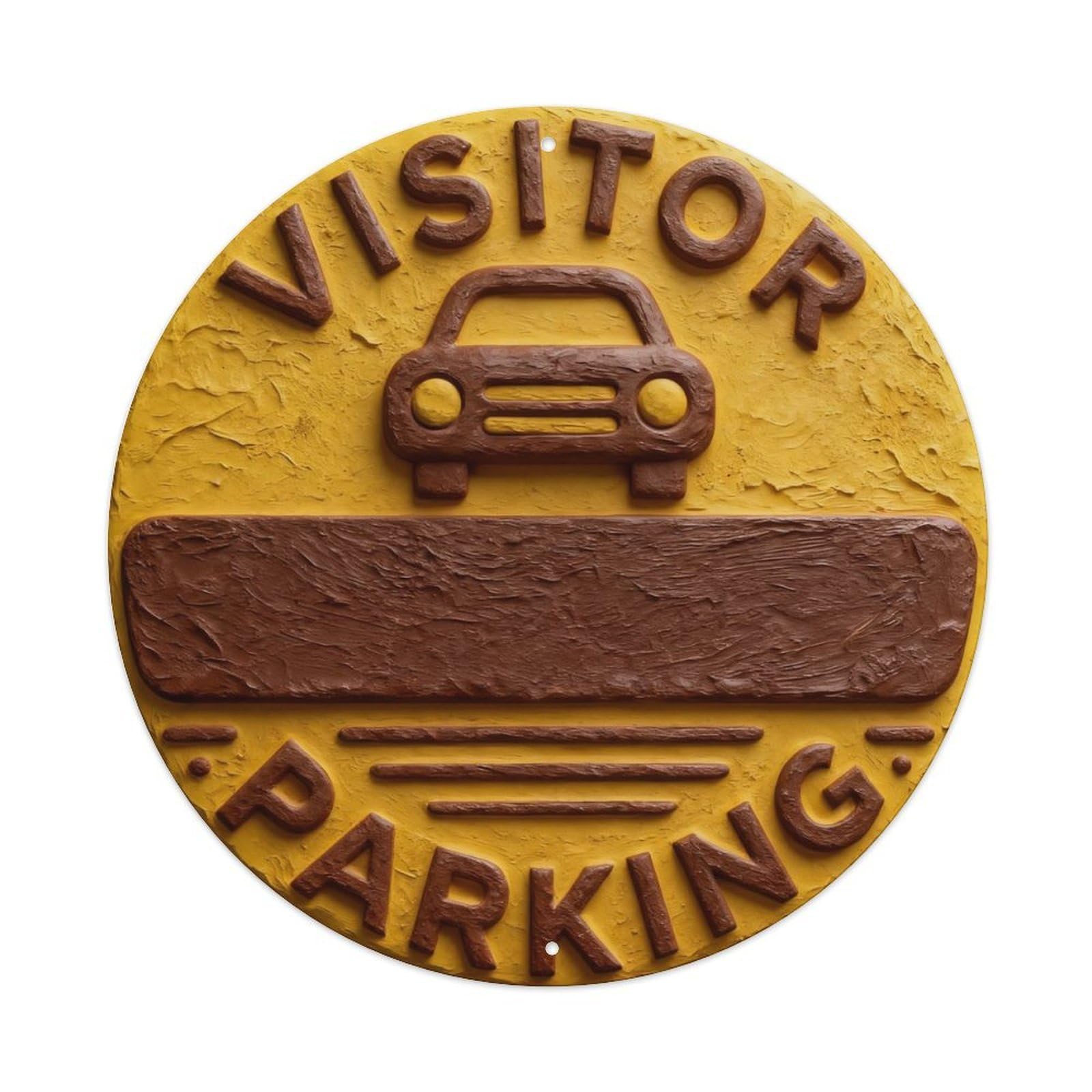 Zlatcbu Vintage Visitor Parking Yellow Sign Metal Tin Sign Retro Wall Art Poster, Decor For Home Living Room Bar Cafe Garage, 8X8 Inch
