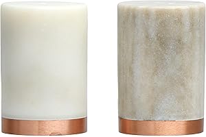 Elegant Marble White Salt and Pepper Shaker Set | Copper Accents |...