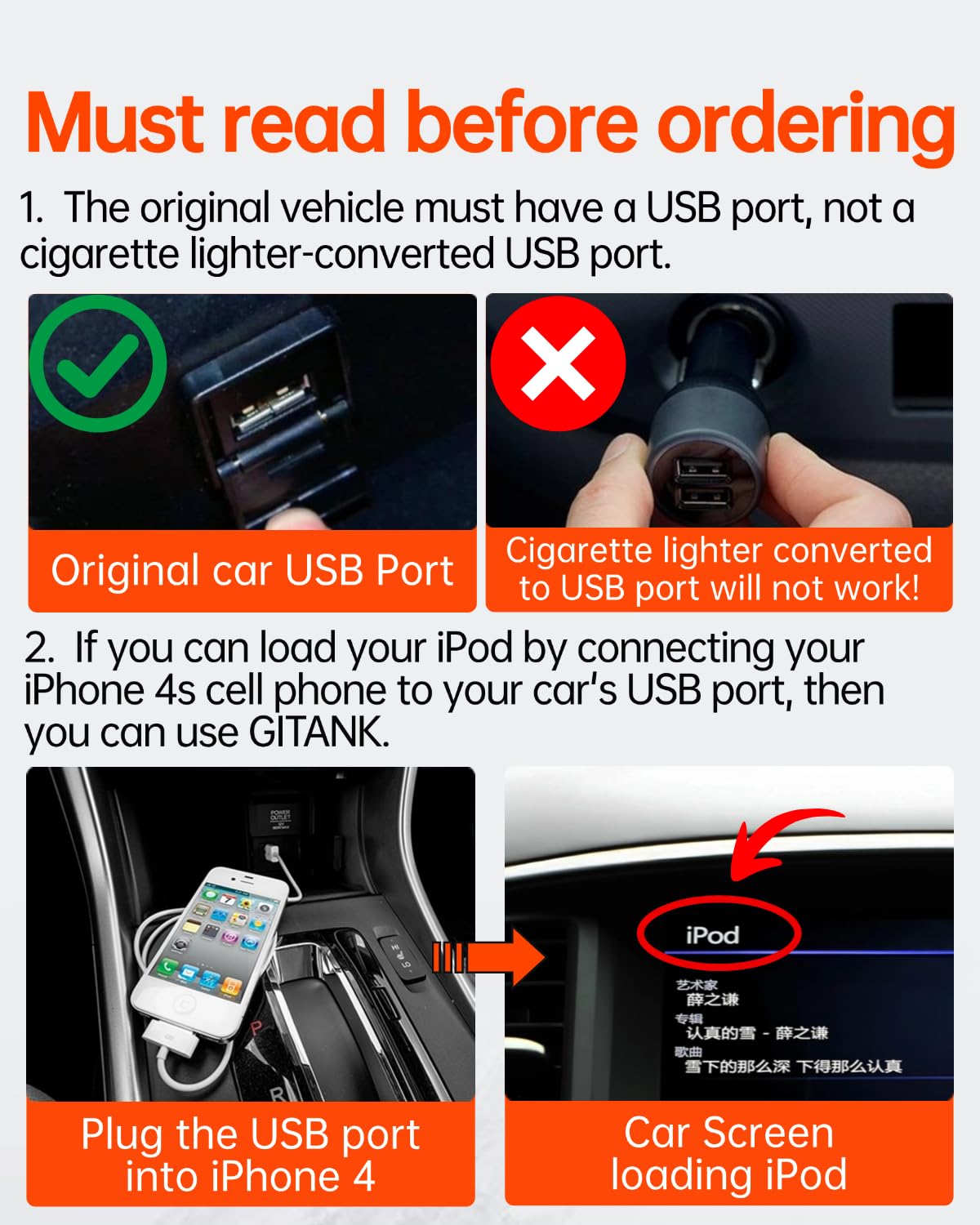 GITANK USB Bluetooth 5.0 Car Adapter - Plug & Play For Infiniti, Nissan, Honda, Ford & More