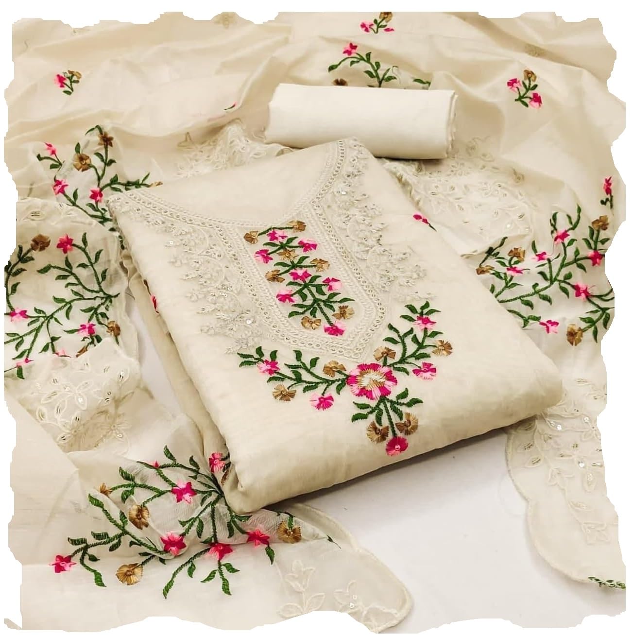 NILKANTH CREATIONWomen's Santoon Embroidery Work Unstitched Salwar Suit Dress Material With Dupatta - NKTH_001