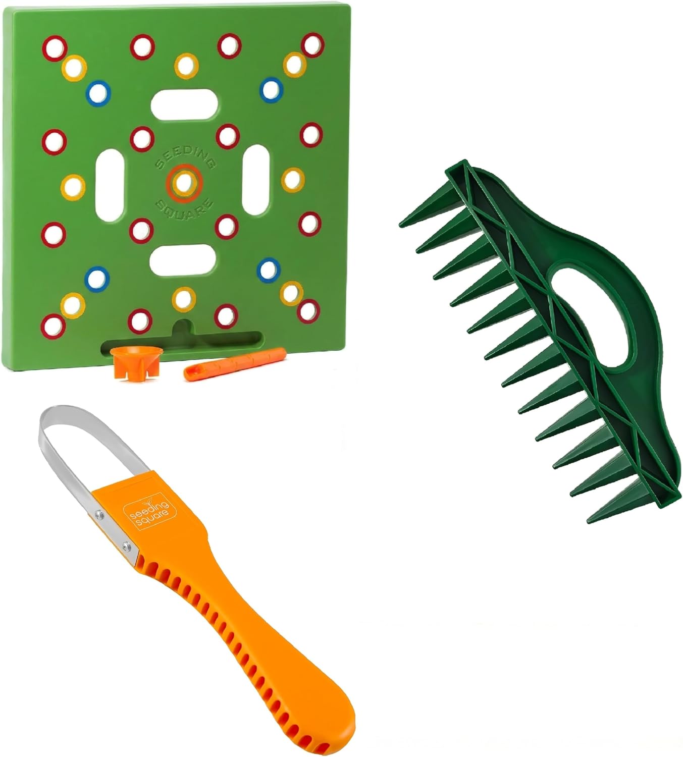 Seeding Square Sneaky Weeder + Row Seeder Bundle – Garden Weeding Tool, Row Maker & Seed Spacing Template for Raised Bed & Vegetable Gardening