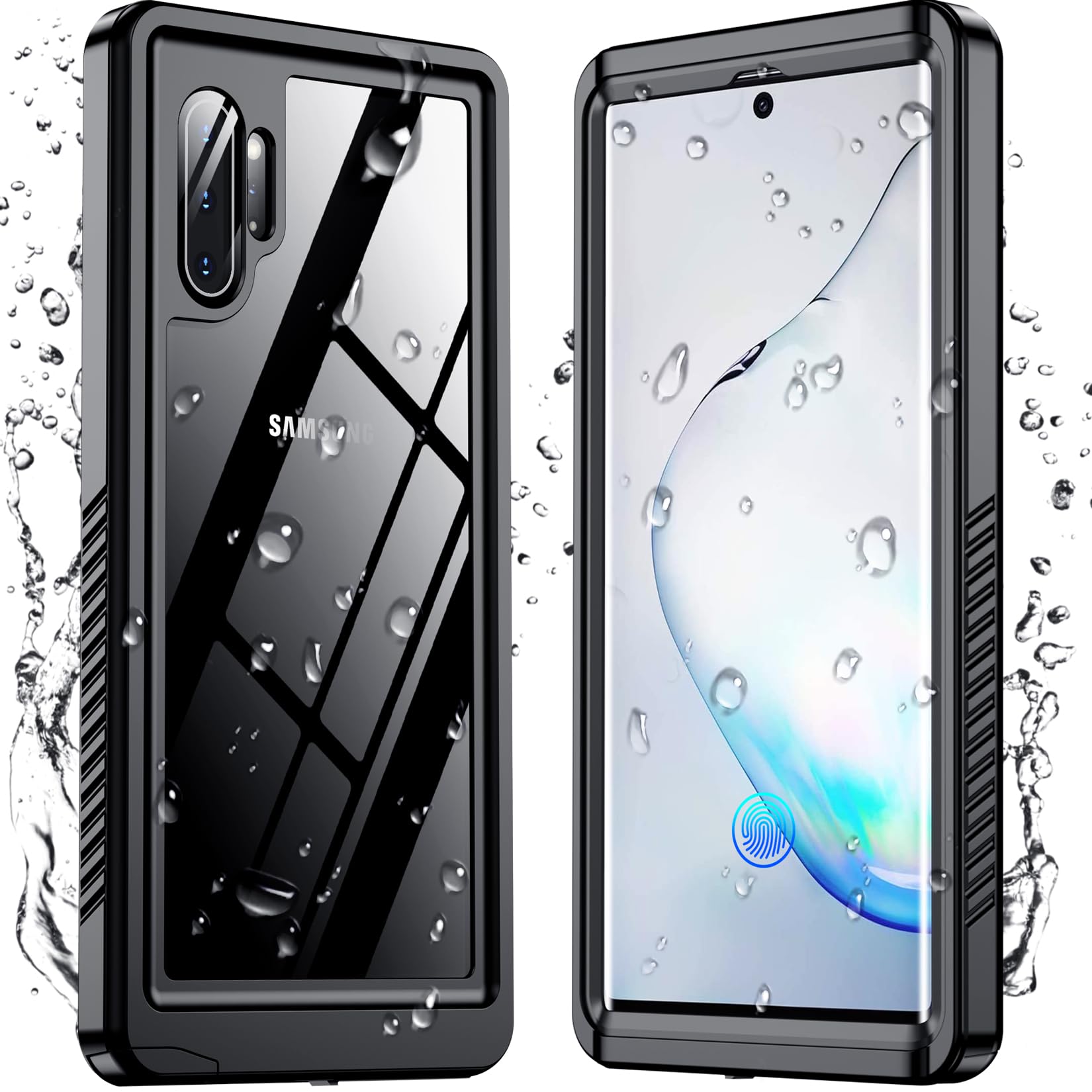 Temdan for Samsung Galaxy Note 10 Plus Case Waterproof, [Military-Grade Drop Protection] [IP68 Underwater] Full Body Heavy Duty Rugged Shock-Proof Case for Note 10 Plus 6.8''-Black