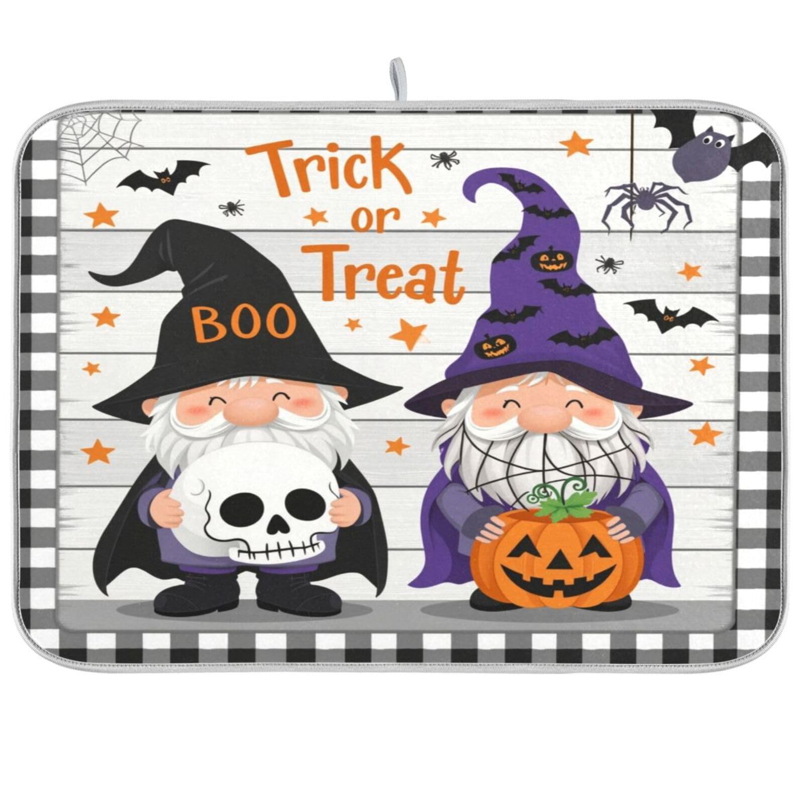 Tapis de séchage pour comptoir de cuisine absorbant citrouille Halloween