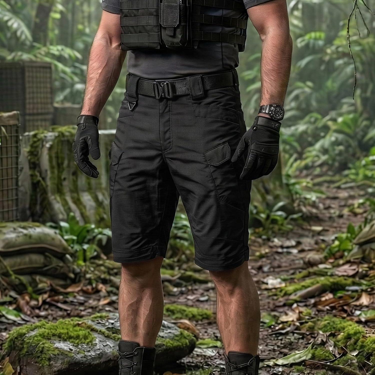 HYCOPROT Men's Tactical Cargo Shorts Waterproof Lightweight Work Short Quick Dry Military Multi Pockets Ripstop for Hiking