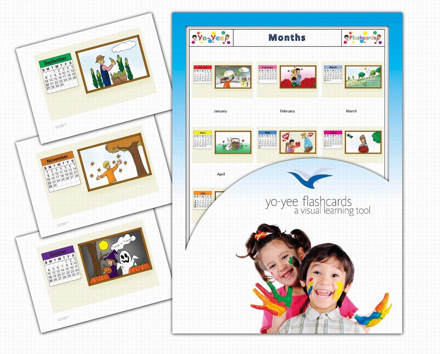 Yo-Yee Flashcards - Months of the Year Picture Cards - English Vocabulary Cards - Including Teaching Activities and Game Ideas