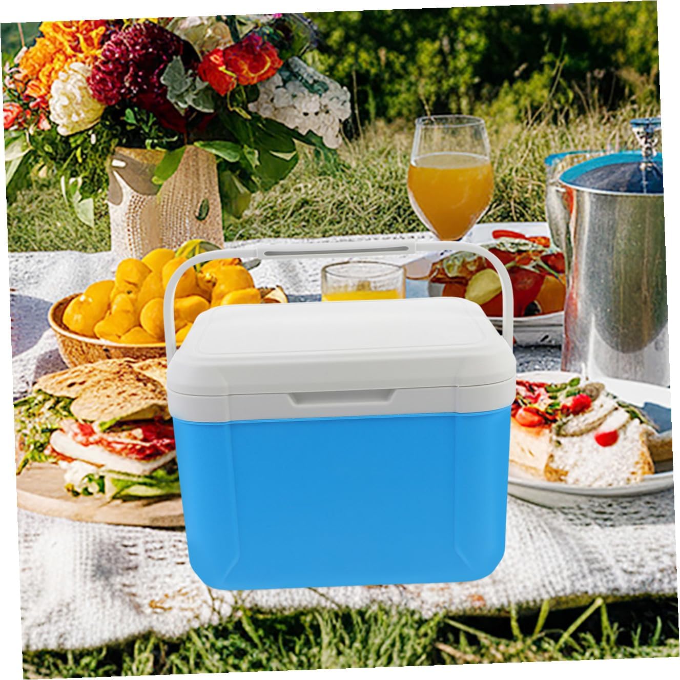 PRETYZOOM Camping Insulated Box 5l Portable Cooler with Handle Light Blue Heat Retention Storage Container for Outdoor Picnic, Car Food Cold Storage, Fishing and BBQ Use