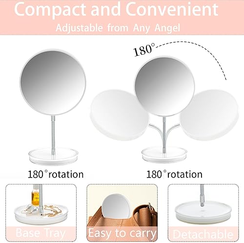 Miniatura 4 de Espejo de maquillaje con aumento 1x5x con soporte, espejo de mesa de escritorio de doble cara de 6 pulgadas, espejo cosmético de mesa de rotación de