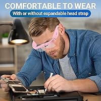 Vista 7 de YOCTOSUN Magnifying Glasses with Light, Rechargeable Magnifying Headset with 5 Detachable Lenses 0.75X-4.0X and 3 LED Lights, Hands Free Headband