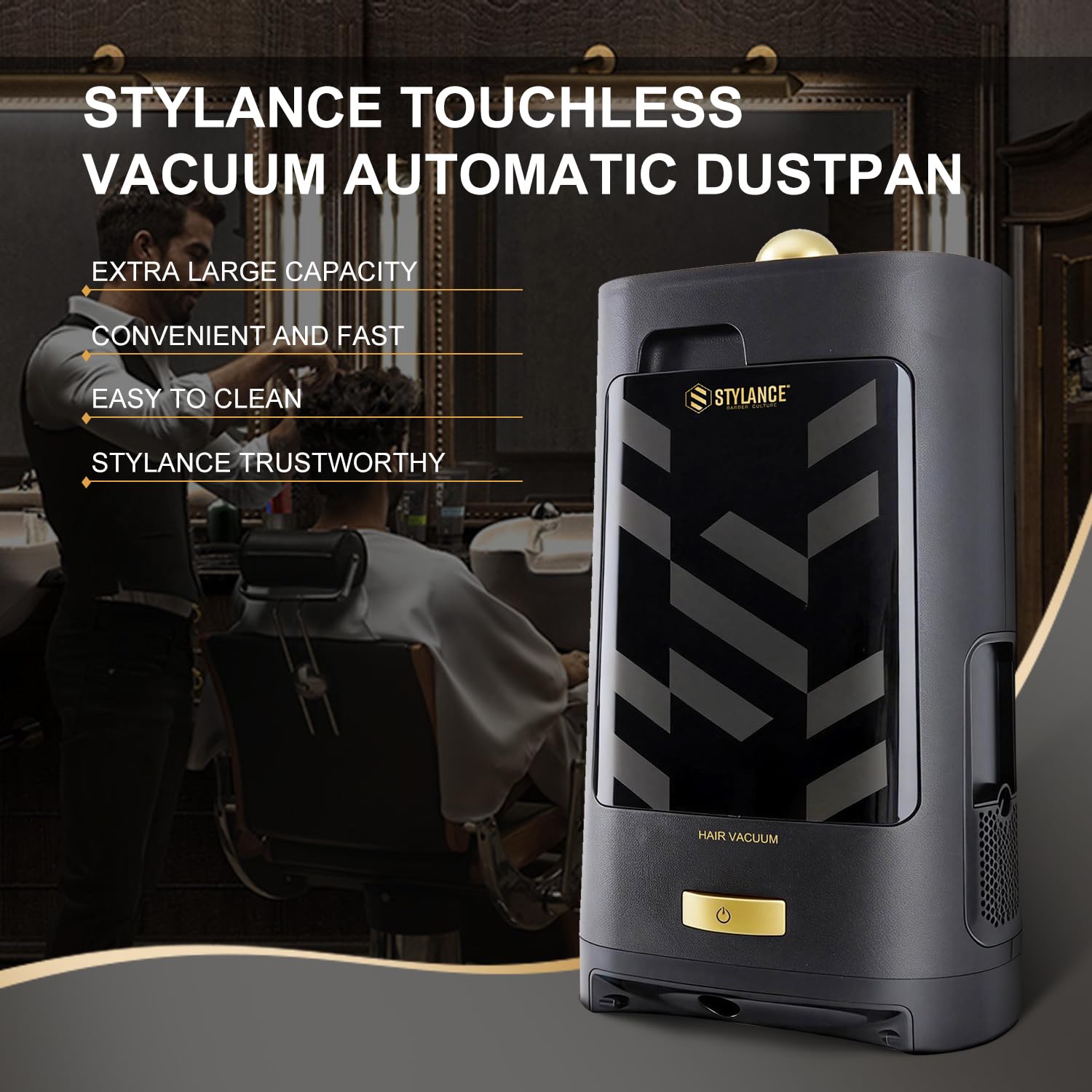 Touchless Vacuum Automatic Dustpan, Fast Function - for Sweeping Salon Home Pet Kitchen Dust Debris Hair, Automatic Infrared Sensors, Corded Canister Vacuum, 1400 Watt (Gold) - 4