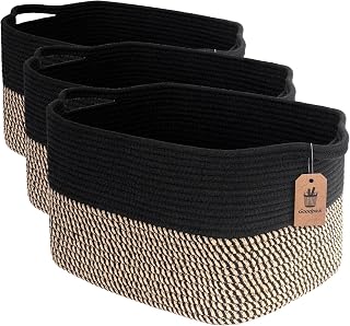 Goodpick Cube Storage Bins - Towel, Book, Cloth, Shoes, Closet Shelf Woven Baskets for Office, Baby Laundry, Toys, 13''x10''x9'' (Pack of 3)
