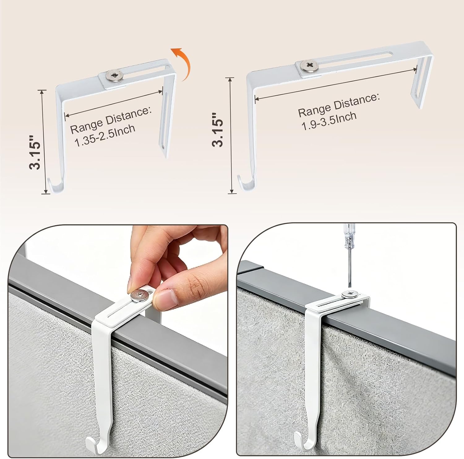 2 Pack Cubicle Hanging Shelf with Adjustable Hooks for Office Storage image 5