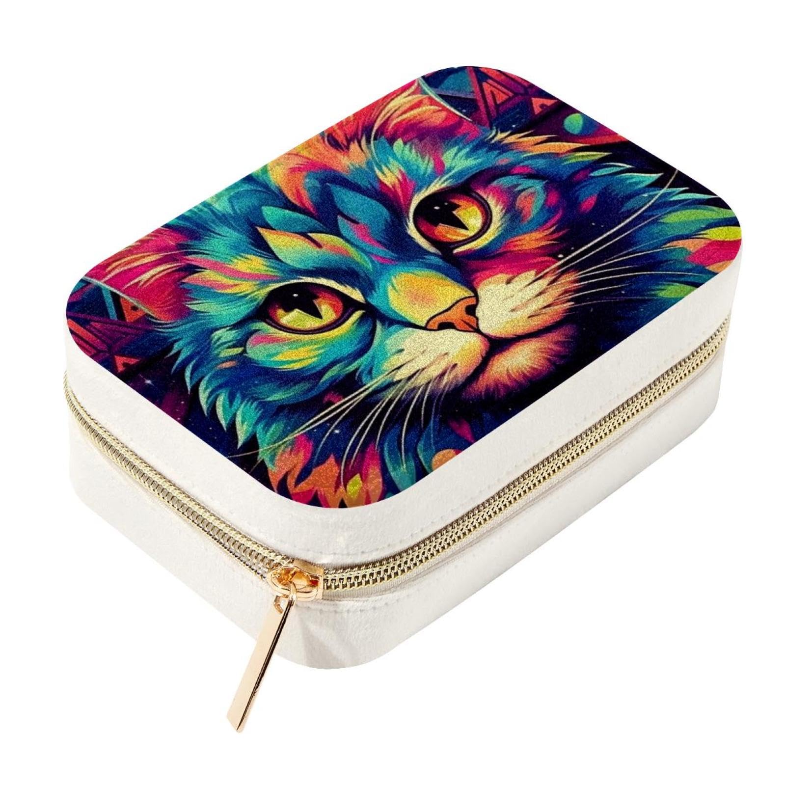 Boîte de voyage à bijoux chat pour bagues et colliers