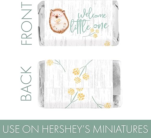 Miniatura 4 de Woodland Baby Shower Mini envoltorios de barra de caramelo, criaturas de acuarela - 45 calcomanías