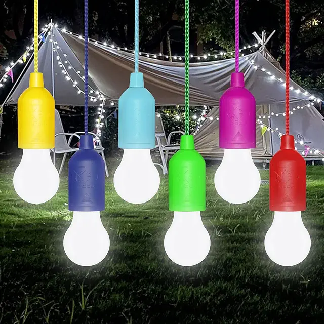 Pack of 6 Battery LED Bulbs - Portable Pendant Lights for Outdoor & Indoor Decoration