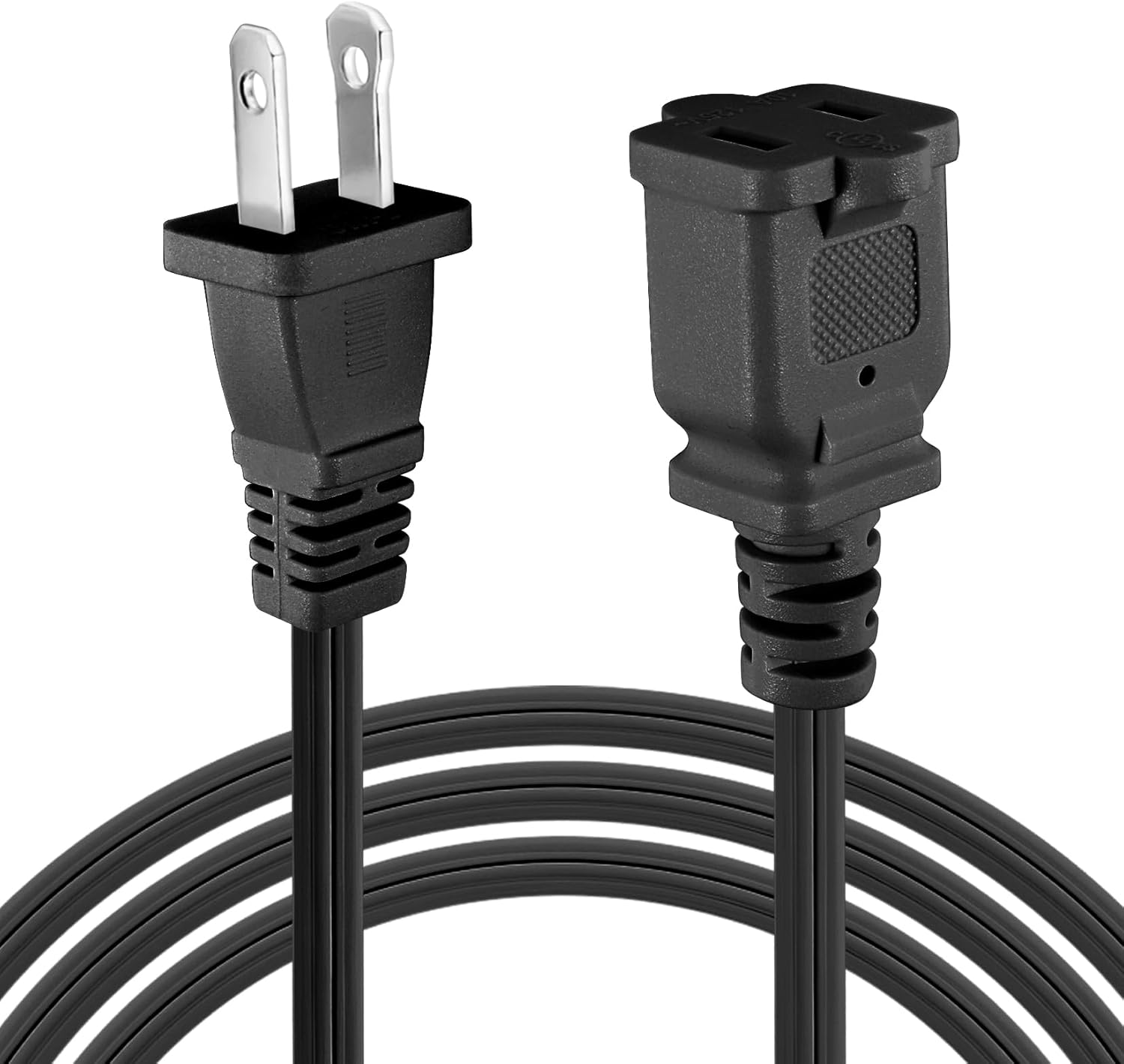 2 Prong Indoor Extension Cord,SPT-2 18AWG 1250W NEMA 1-15P to 1-15R,This Extension Cord is Ideal for Indoor Lighting, Electrical appliances, and Household uses.(10FT Black)