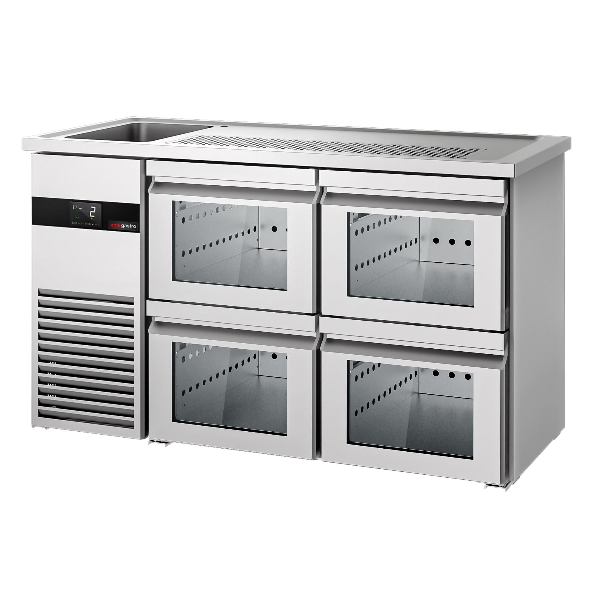 GGM Gastro | BLF157D#2#SG12 | Biertheke PREMIUM - 1550x700mm - 4 Glasschubladen