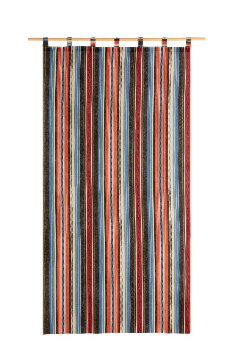 Cortina para La Puerta De Calle Alpujarreña con Trabillas140x260 cm, Tejido Jacquard, de fácil Mantenimiento y Resistente. Confeccionada con Trabillas. Diseño rústico. (Rayas Nº45)