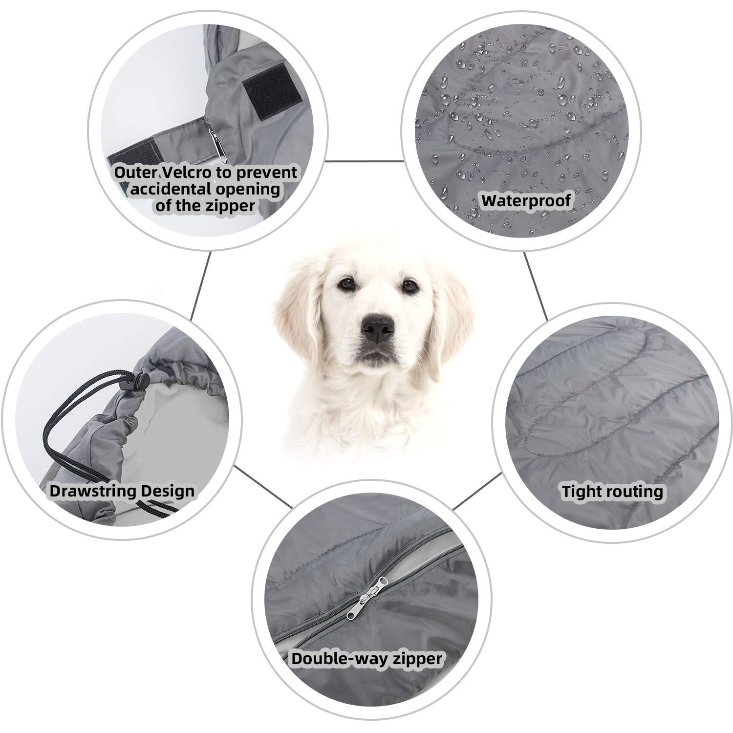 Saco de dormir para perro, impermeable, cálido, plegable, con bolsa de almacenamiento para interiores y exteriores, viajes, camping, senderismo, mochila (43 pulgadas de largo x 27 pulgadas)