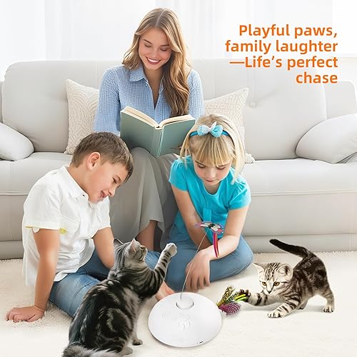 Miniatura 3 de Juguete interactivo automático 3 en 1 para gatos de interior, mariposa en movimiento y plumas brillantes, cola rápida, juguetes recargables de