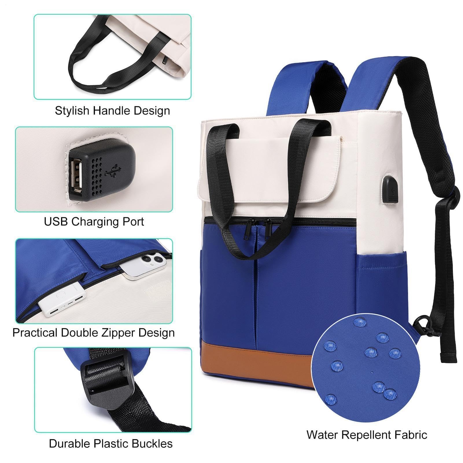 Zaino per laptop, zaino da viaggio - Grande zaino da trekking con porta di | ricarica USB - Zaino college, zaino casual, borsa da esterno, borsa per computer per uomo donna, Blu viola, se beskrivning