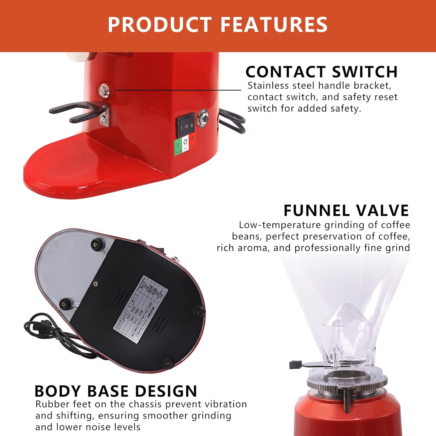Commercial Espresso Coffee Grinder - Flat Burr, LCD Display & Control Panel, Odd/Even/Three/Cup Settings, 19 Precise Thickness