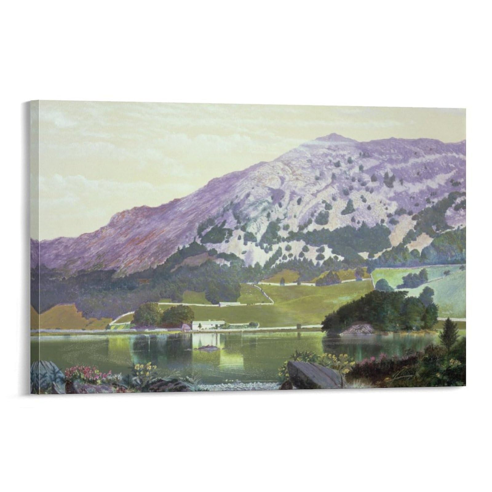 Nab Scar from The South Side of Rydal Water Heather in Bloom By John_Atkinson_Grimshaw Wall Art Prints Poster Poster Print Art Wall Painting Canvas Posters Modern Bedroom Decor 08x12inch(20x30cm)