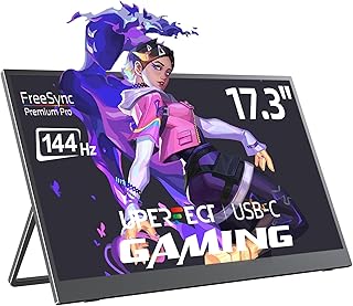 UPERFECT Portable Monitor 17.3 Inch 144Hz with Built-in Stand Matte Eye-Care IPS Display Full HD 1920×1080 Mini HDMI 2 USB…
