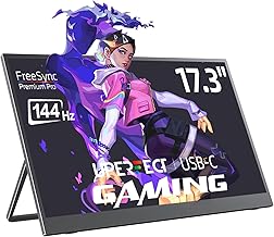 UPERFECT Portable Monitor 17.3 Inch 144Hz with Built-in Stand Matte Eye-Care IPS Display Full HD 1920x1080 Mini HDMI 2 USB C for PC Laptop Smartphone PS4/5 Switch Xbo, VESA Compatible