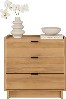 Prepac Simply Modern Nightstand Bedside Table, Natural Oak Nightstand fo...