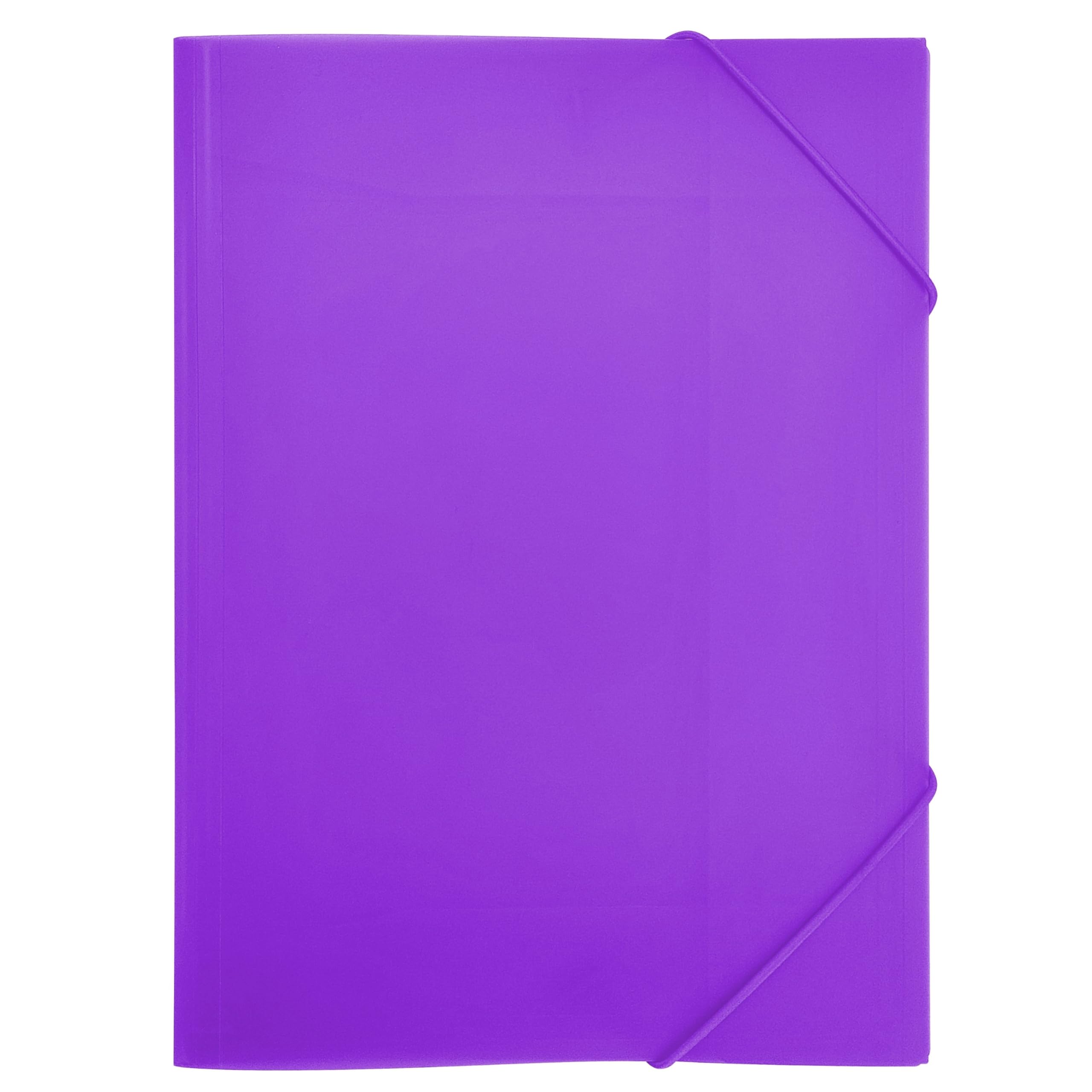 RAYLU PAPER - A4 Folder with Elastic Bands and Flaps - Storage Folders for Documents, Office and School, Made with 100% Recyclable Polypropylene (A4, Violet)