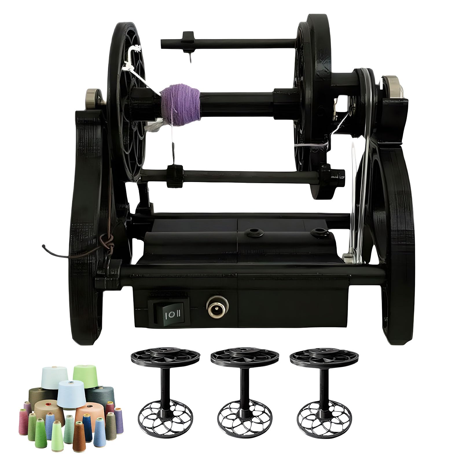 YXYLJOZ Electric Spinnings Wheel, 12V Automatic Yarn Winding Machine, 800RPM for Efficient Knitting, Wool Spinner for Yarn Weaving and Blending, Ideal for Roving Projects (Black)