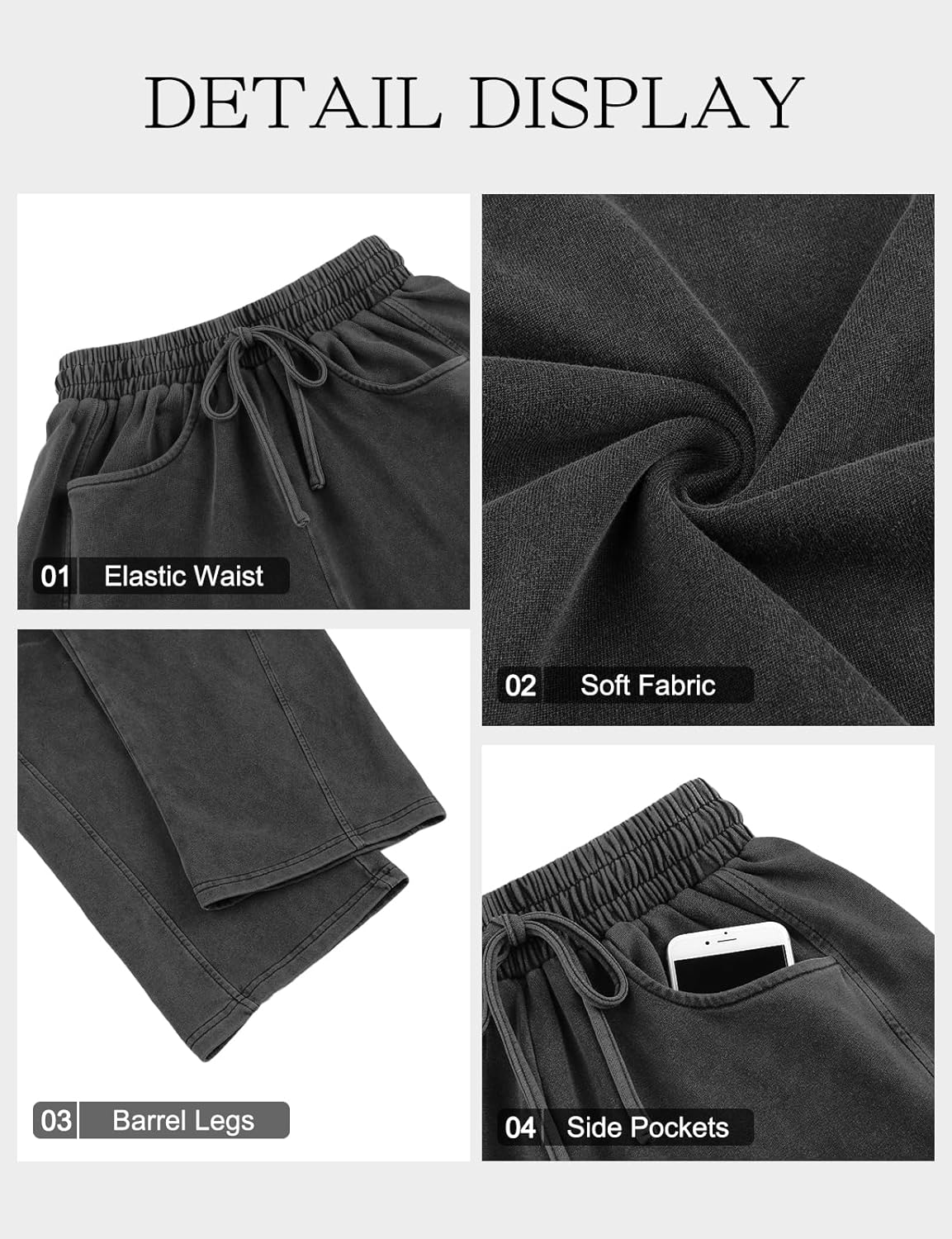 Tanst Sky Womens Wide Leg Sweatpants Hight Waist Baggy Pants Acid Wash Barrel Trousers with Pockets - Image 5