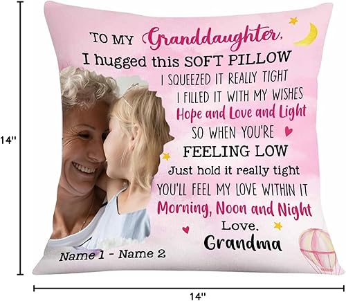 Miniatura 8 de NAZENTI Almohada personalizada para nieta, almohada personalizada para hija, almohada cuadrada de 14 pulgadas, relleno de poliéster, rosa, color