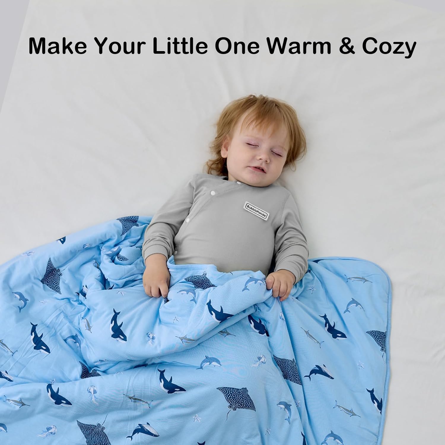 BubblePanda Rayon Made from Bamboo Baby Blanket for Boys Girls Neutral Soft Crib Blanket Toddler Quilt Comforter Newborn Nursery 30 x 40 Inch Shark - Image 5