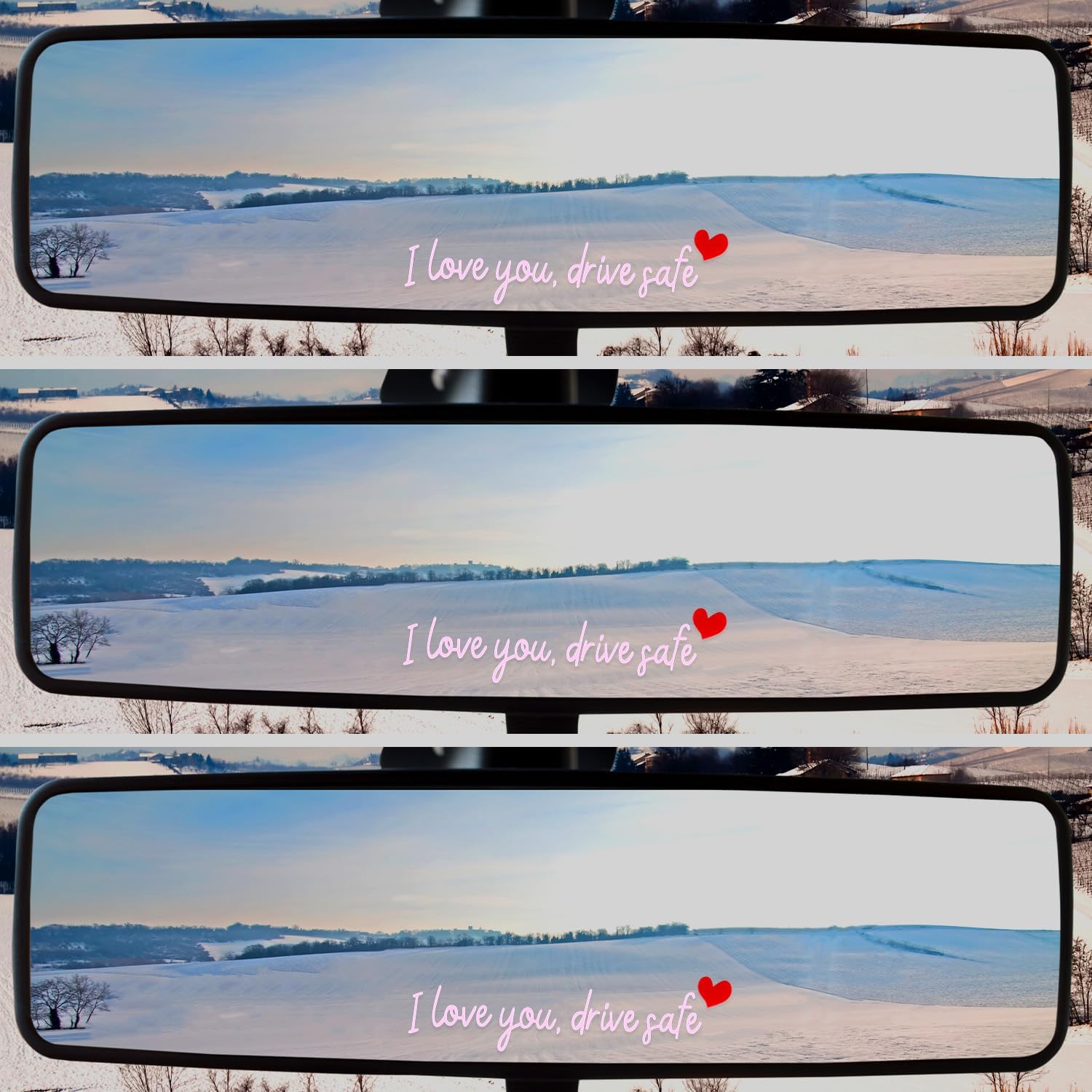 3pcs I Love You Drive Safe Mirror Stickers, Rear View Mirror Decals (Pink) image 3