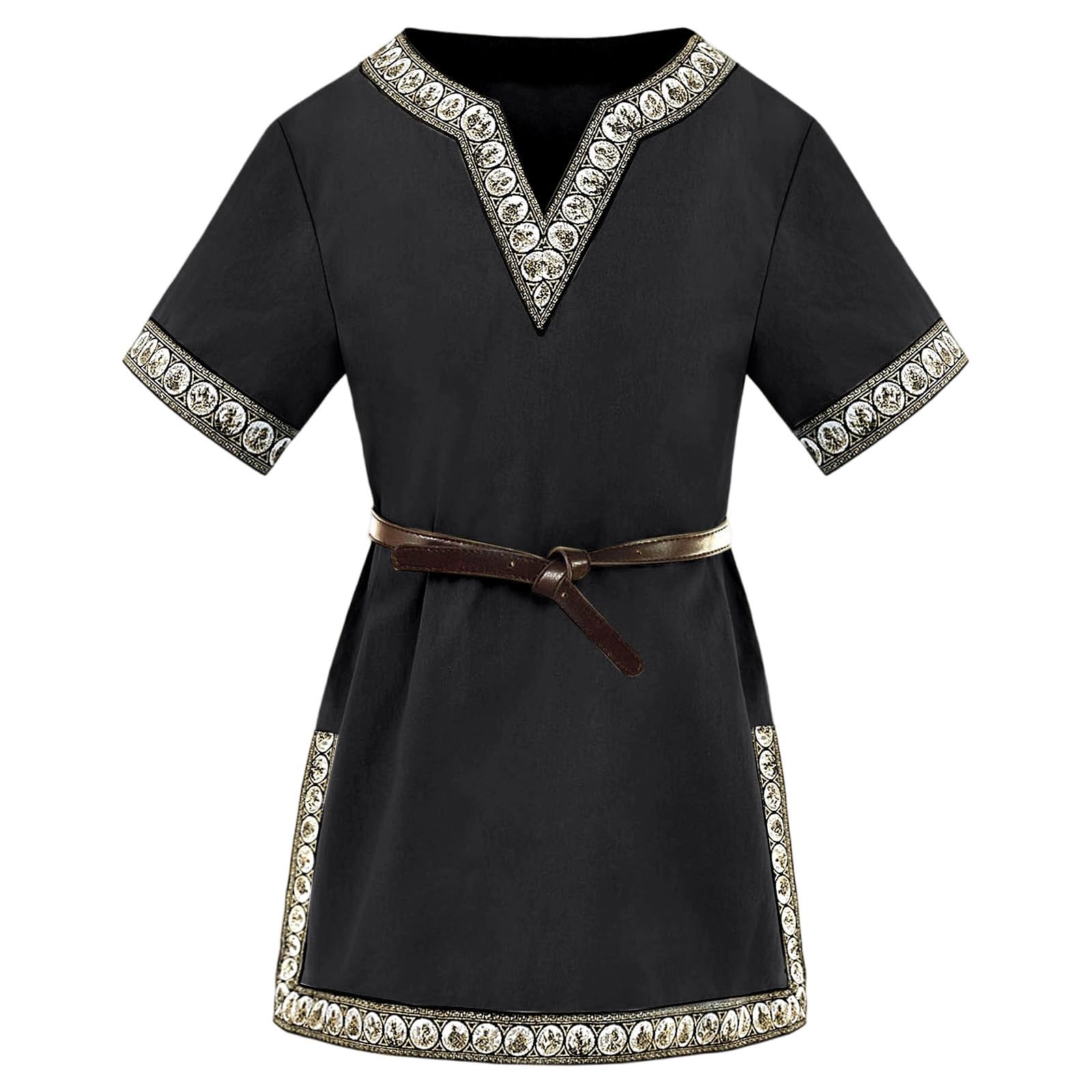 Boys' Medieval Tunic - Short Sleeve V-Neck Kids' Saxon & Viking Costume T-Shirt for School History Days, Halloween, Renaissance, Warrior, Knight (Ages 4-14) — image 1