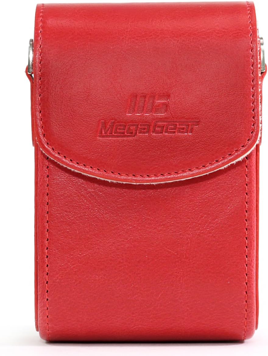 MegaGear Leather Camera Case with Strap Compatible with Canon PowerShot G7 X Mark III, G7 X Mark II, G7 X - MG1216, Red