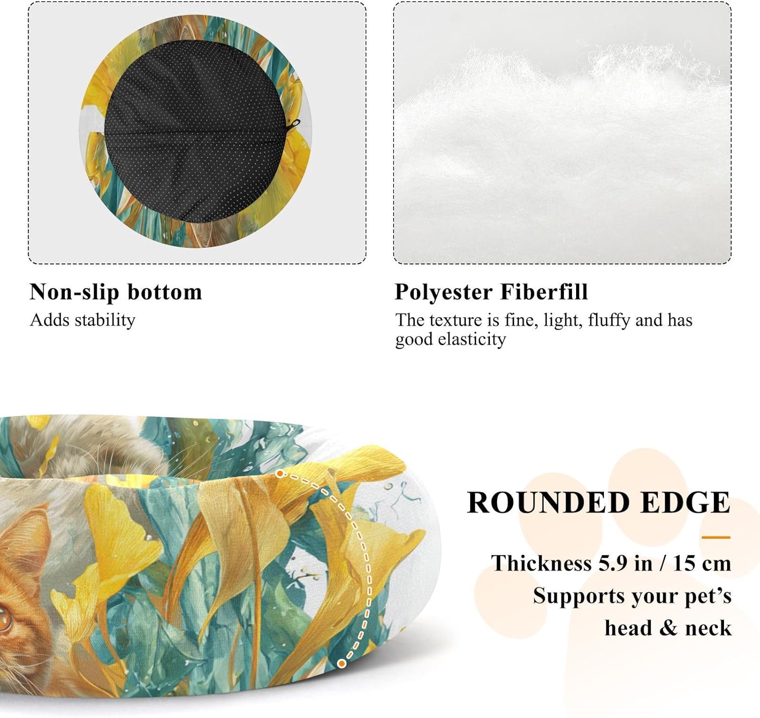 Exotic Yellow Cat Pet Dog Beds Relieve Stress Cat Pillow Bed for Extra Small Size Pets Sleeping S