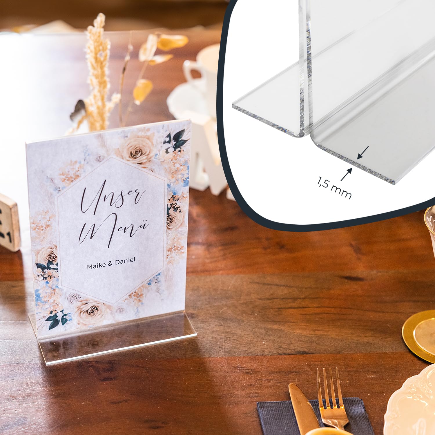 HMF 46924 Acrylic Menu Holder upright, 1 Piece, DIN A5, Landscape - Image 4
