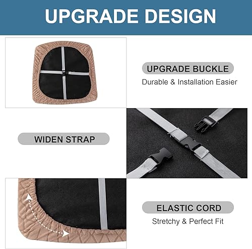 Miniatura 10 de Genina Fundas de asiento impermeables para sillas de comedor, fundas de asiento elásticas para sillas de comedor, extraíbles y lavables, fundas de