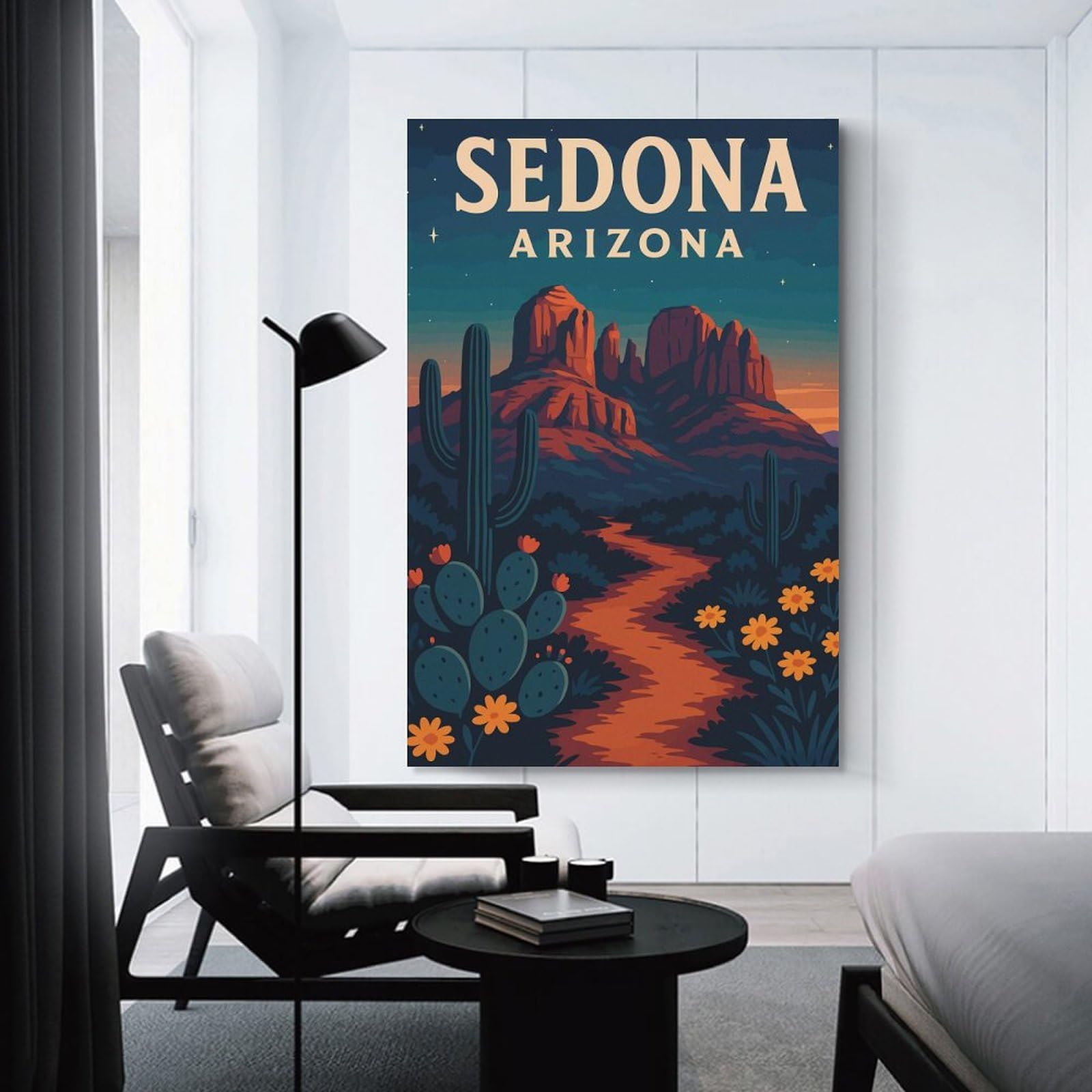 Junmoney Hanging Wall Art Sedona Arizona - Desert Magic And Red Rock Trails, 20x30inch(50x75cm), for Entryway, Lounge Links Or Small Walls, A Neat Decor Update for Hallways