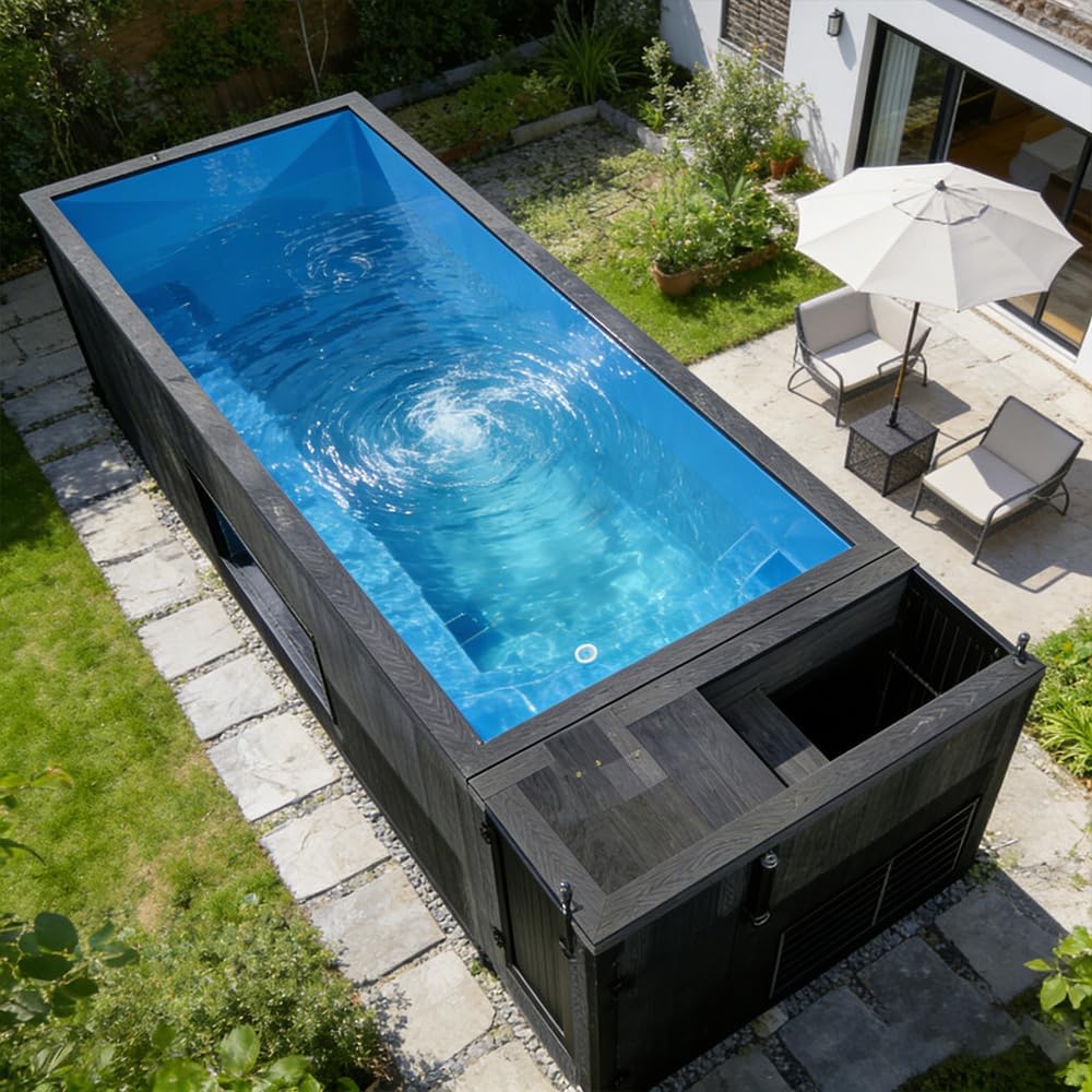 Luxury Above Ground Container Pool for Backyard and Patio Areas, Prefabricated Outdoor Swimming Pool with Acrylic Liner and Optional Heating for Family Leisure