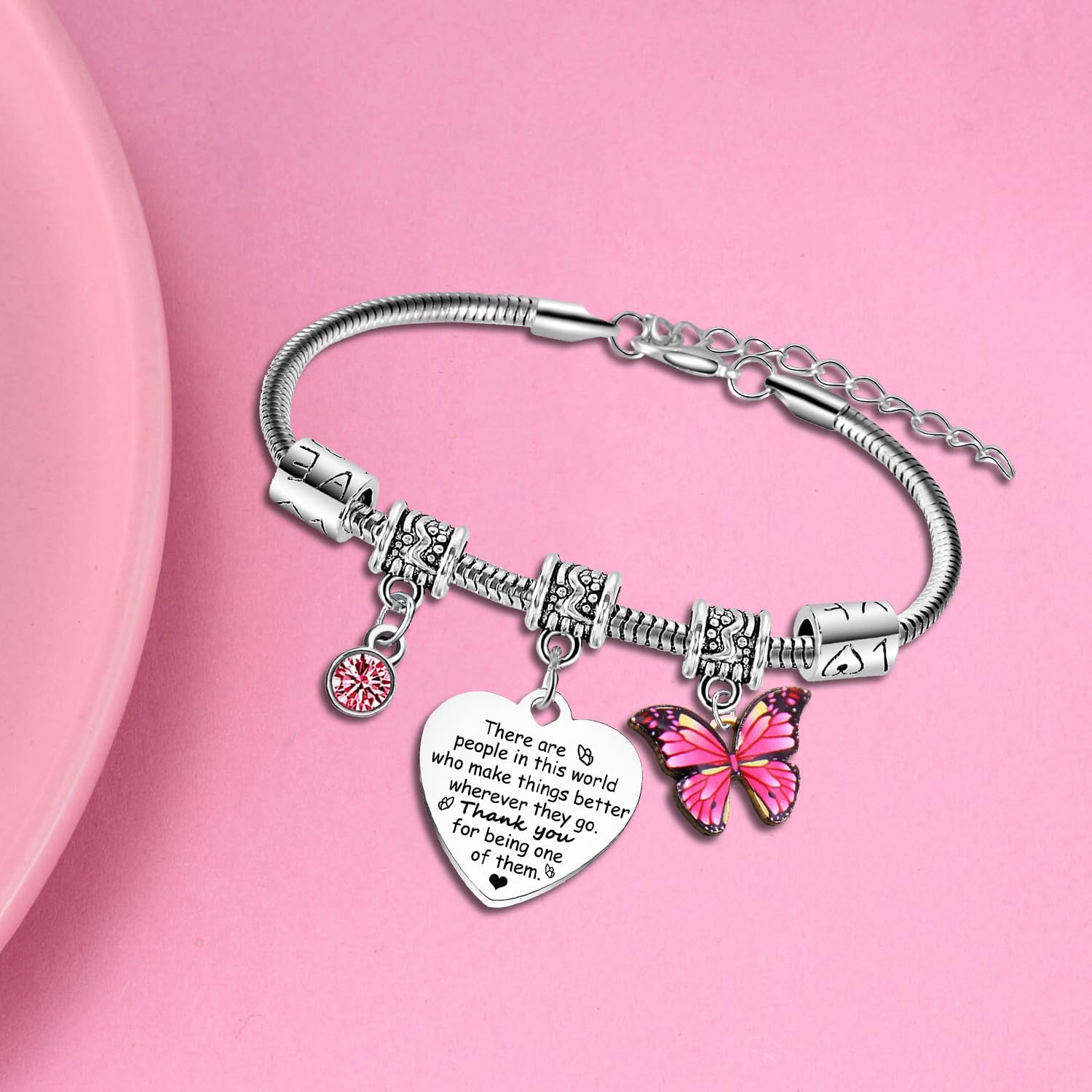Leaving Gifts for Colleagues Bracelet Thank You Bracelet for Teacher Coworker Boss Lady Friends Birthday Gifts for Women Office Gifts for Employee Appreciation Gift Butterfly Charm Bracelet Retirement Gift for Woman - Image 3