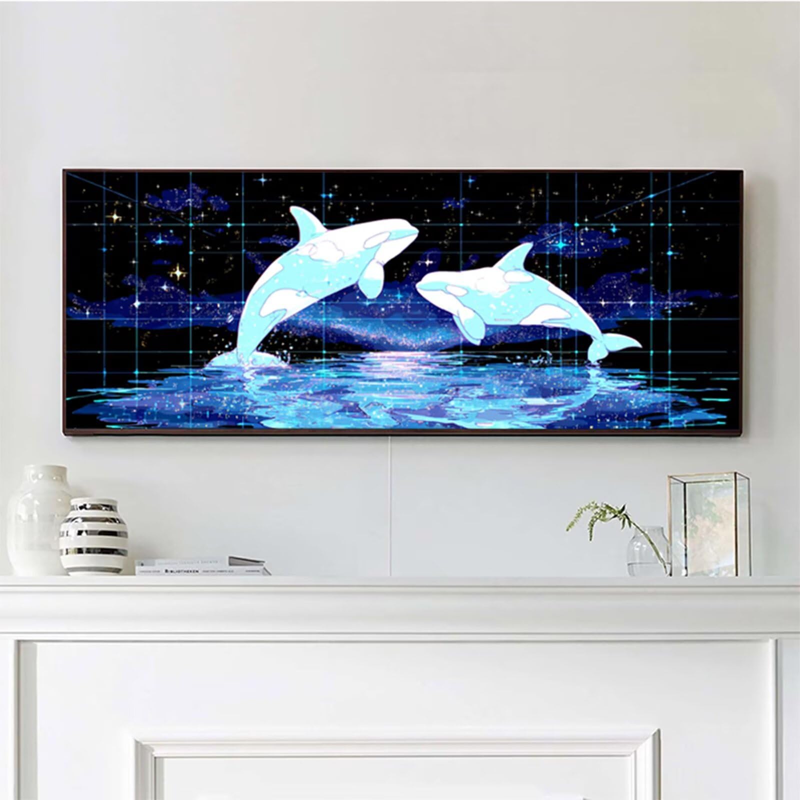 Dipingere con i Numeri Adulti Astratto, Balena Paint by Numbers Kit, Fai Da Te Passatempo per Adulti Kit, Dipingere con i Numeri con Pennelli e Vernice Acrilica, Inverno Decorazioni, 160x70cm 6-5146