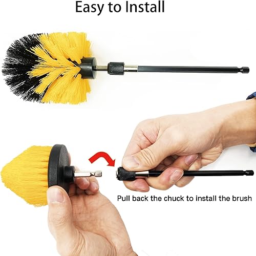 Miniatura 5 de Juego de accesorios de cepillo de taladro, paquete de 7 cepillos de limpieza eléctrica de 14 pulgadas + accesorio de extensión larga, accesorio de