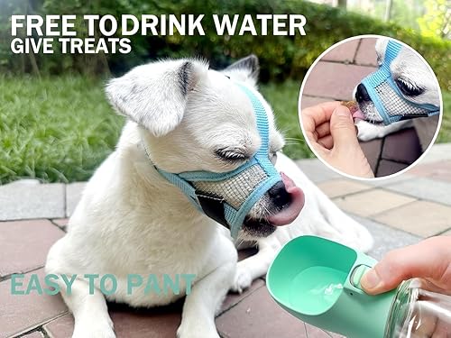 Vista 6 de Bozal para perros pequeños, XS para aseo y masticar, bozal de malla suave, sin ladridos, ajustable para evitar que se coman heces (color negro)