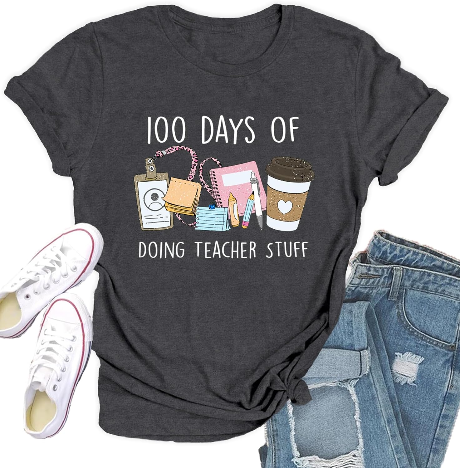 100 Days of School Shirt for Women 100th Day of School Tshirts Teacher Tee Top