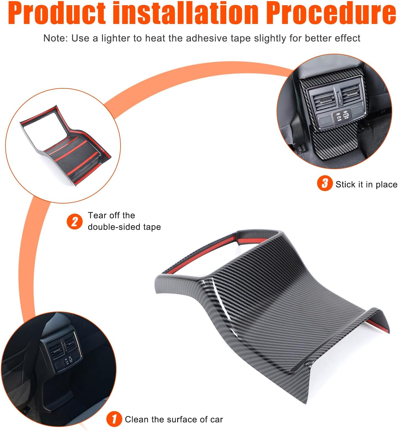 Rear Air Conditioning Vent Outlet Panel Trim Compatible with Subaru Forester 2025,ABS Rear Air Outlet Panel Anti Kick Protector Frame Cover Interior Decoration Accessories 1PCS (Carbon Fiber Pattern)