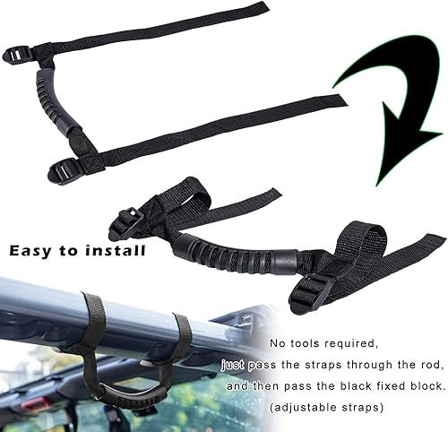 Vista 5 de 4 asas de agarre de barra antivuelco para Jeep Wrangler YJ TJ JK JKU JL JLU Sports Sahara Freedom Rubicon X & Unlimited 1995 - 2020 Negro