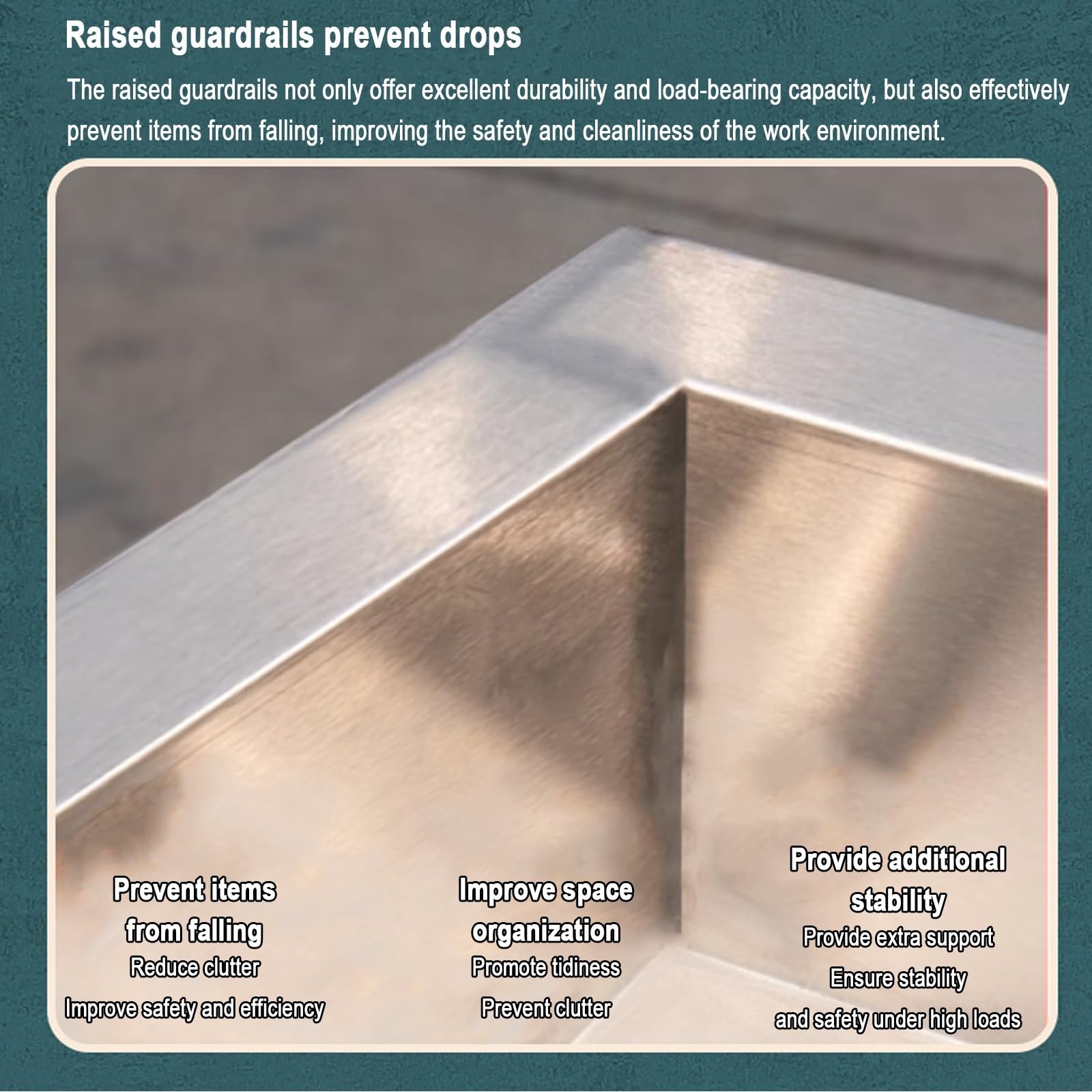 Mesa de preparación de acero inoxidable de varios niveles, mesa de trabajo comercial con puertas correderas y armarios de almacenamiento, diseño resistente, capacidad de 1240 libras, ideal para cocina